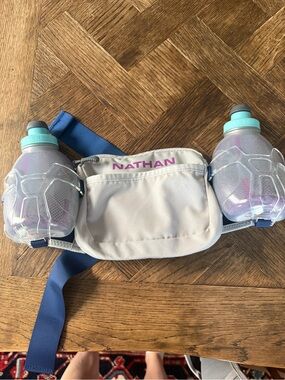 Nathan Women's Light Gray Running Belt with Dual Water Bottles